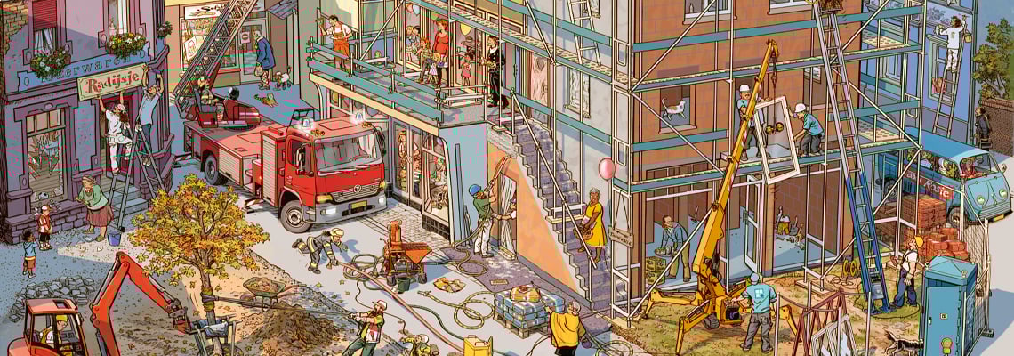 Op de bouwplaats kopen, Doro Göbel & Peter Knorr - Kinderboeken.nl