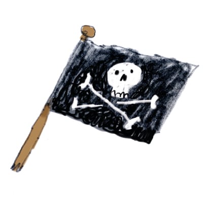 Piratenvlag uit De piraten van hiernaast door Mark Janssen