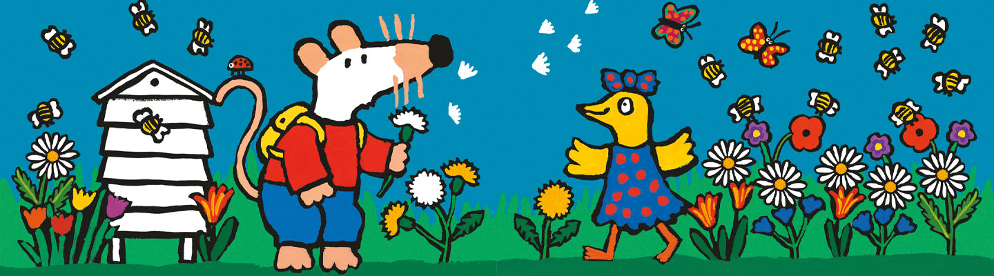 Dieren en natuur boekenpagina. Beeld uit: Muis wandelt in de natuur